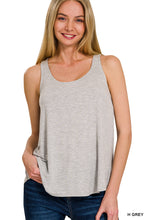 Load image into Gallery viewer, Heathered Grey Flowy Hem Rayon Sleeveless Tank Top
