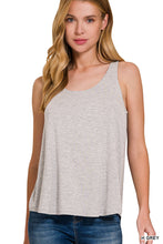 Load image into Gallery viewer, Heathered Grey Flowy Hem Rayon Sleeveless Tank Top
