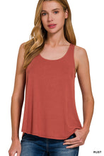 Load image into Gallery viewer, Rust Flowy Hem Rayon Sleeveless Tank Top
