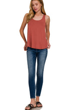 Load image into Gallery viewer, Rust Flowy Hem Rayon Sleeveless Tank Top
