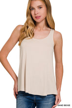 Load image into Gallery viewer, Sand Beige Flowy Hem Rayon Sleeveless Tank Top
