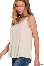 Load image into Gallery viewer, Sand Beige Flowy Hem Rayon Sleeveless Tank Top
