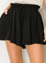 Load image into Gallery viewer, Black Flare Paper Bag Waist Shorts
