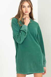Pine Green Must Be long Sleeve Mini Sweatshirt Dress