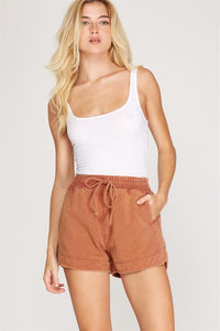 Rust Washed Twill Shorts