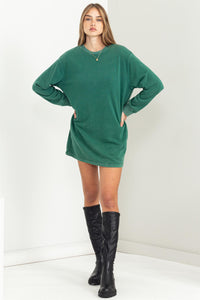 Pine Green Must Be long Sleeve Mini Sweatshirt Dress