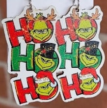 Load image into Gallery viewer, Grinch HO HO HO Earrings
