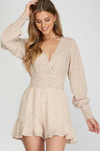 Load image into Gallery viewer, Cream Long Sleeve Woven Print Romper
