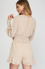 Load image into Gallery viewer, Cream Long Sleeve Woven Print Romper
