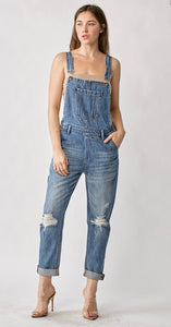 Risen Distressed Relaxed Fit Overall Jeans