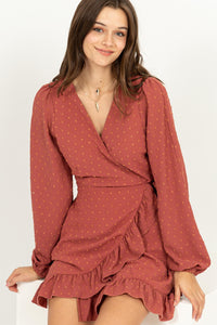 Clay Compelling Love Swiss Dot Side-Tie Mini Dress