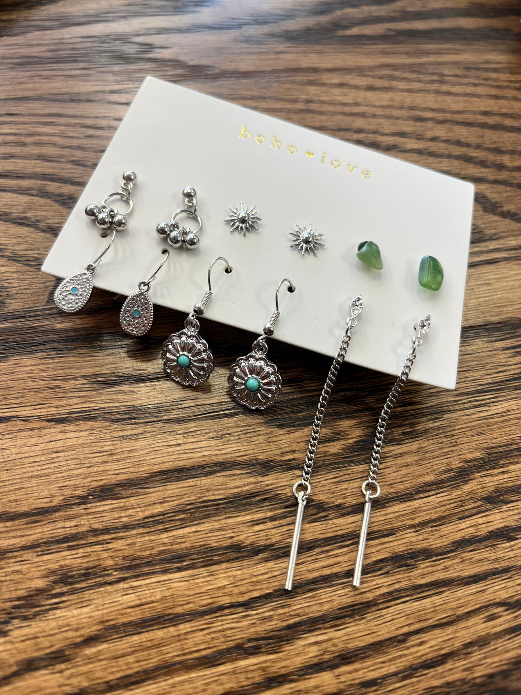 Silver Stud and Dangle Earring Set