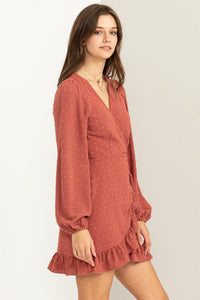 Clay Compelling Love Swiss Dot Side-Tie Mini Dress