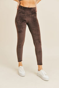 Brown Velour Leggings with Fur Lining