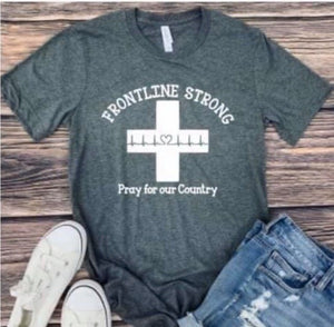 Short Sleeve Heather Grey T-Shirt- Frontline Strong