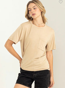 Oatmeal Wonderful Intentions Oversized Pocket Tee