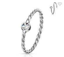 Load image into Gallery viewer, Twisted Braided Bendable Hoop with Gem 20GA
