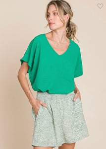 Green Cotton Abstract Shorts