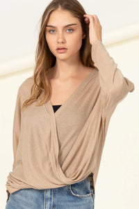 Sand All Access Surplice Top
