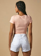 Load image into Gallery viewer, Tropical Peach Lace Up Crop Top
