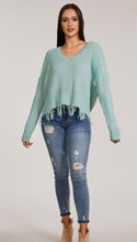 Load image into Gallery viewer, Mint Distressed Sweater

