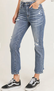 Risen Vintage Washed Medium Straight Leg Jeans