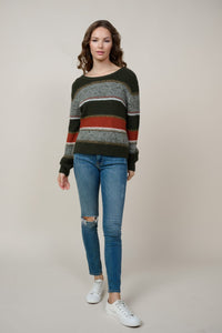 Olive Clay Mustard ColorBlock Sweater