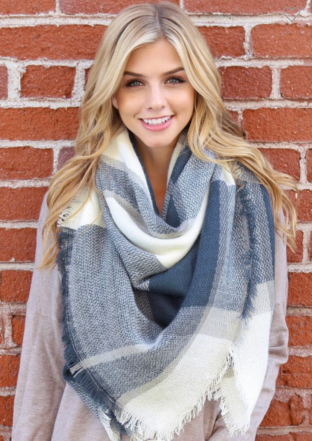 Navy Flannel Plaid Scarf