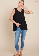 Load image into Gallery viewer, Black Ruffle V Neck Sleeveless Top
