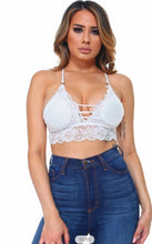Load image into Gallery viewer, White- Stretch Lace Crisscross RacerBack Bralette
