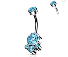 Load image into Gallery viewer, Round  Cluster Crystal Stone Belly Button Ring
