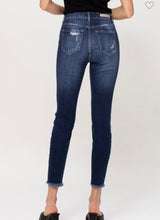 Load image into Gallery viewer, Cello Dark High Rise Distress Skinny Crop Jeans
