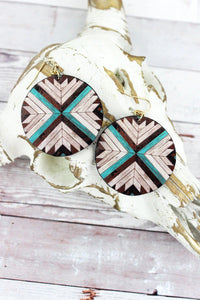 Cheyenne Chevron Faux Leather Disk Earrings