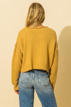 Load image into Gallery viewer, Honey Mustard Round Neck Long Sleeve Textured Sweater
