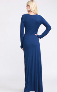 Navy Long Sleeve Maxi Dress