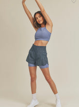Load image into Gallery viewer, Teal High-Waisted Smocked Elastic Active Shorts
