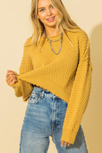 Load image into Gallery viewer, Honey Mustard Round Neck Long Sleeve Textured Sweater
