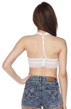 Load image into Gallery viewer, White Lace Twisted Back Bralette

