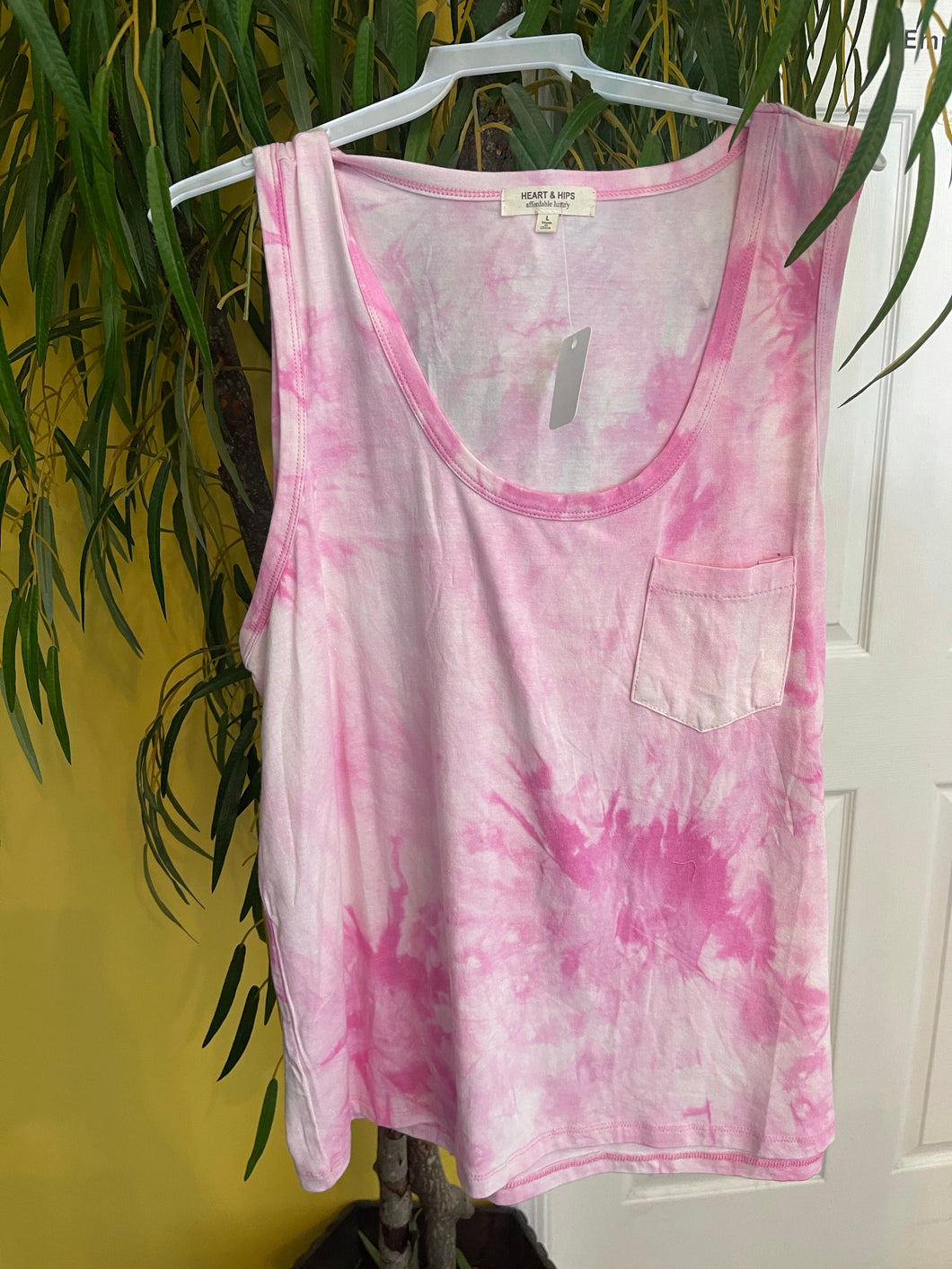 Bubblegum Tie Dye Tank Top With Pocket