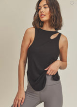 Load image into Gallery viewer, Black Asymmetric Cut Out Lightweight Ribbed Tank Top
