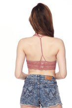 Load image into Gallery viewer, New Mauve Lace Twisted Back Bralette
