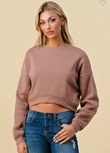 Light Chocolate Sweatshirt Crop Top