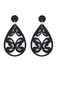 Black Wood Tarim Teardrop Earrings