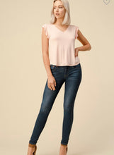 Load image into Gallery viewer, Peach V-Neck Too with Ruffle Sleeve

