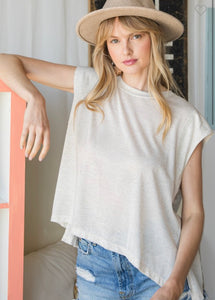 Oatmeal Round Knit Solid Color Knit Top
