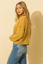 Load image into Gallery viewer, Honey Mustard Round Neck Long Sleeve Textured Sweater
