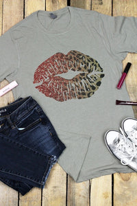 Red Leopard Lips Poly/Cotton Tee
