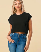 Load image into Gallery viewer, Black Loose Muscle Crop Top
