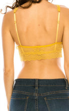 Load image into Gallery viewer, Mustard- Stretch Lace Scalloped Crisscross Strappy Bralette
