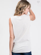 Load image into Gallery viewer, Off White Sleeveless Front Tie Button Up Waffle Top
